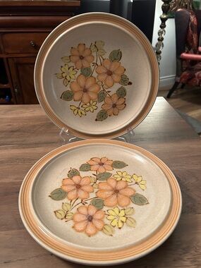 Vintage Yamaka Stoneware Kilncraft Peko SY-6040 Japan dinner plate set of 3